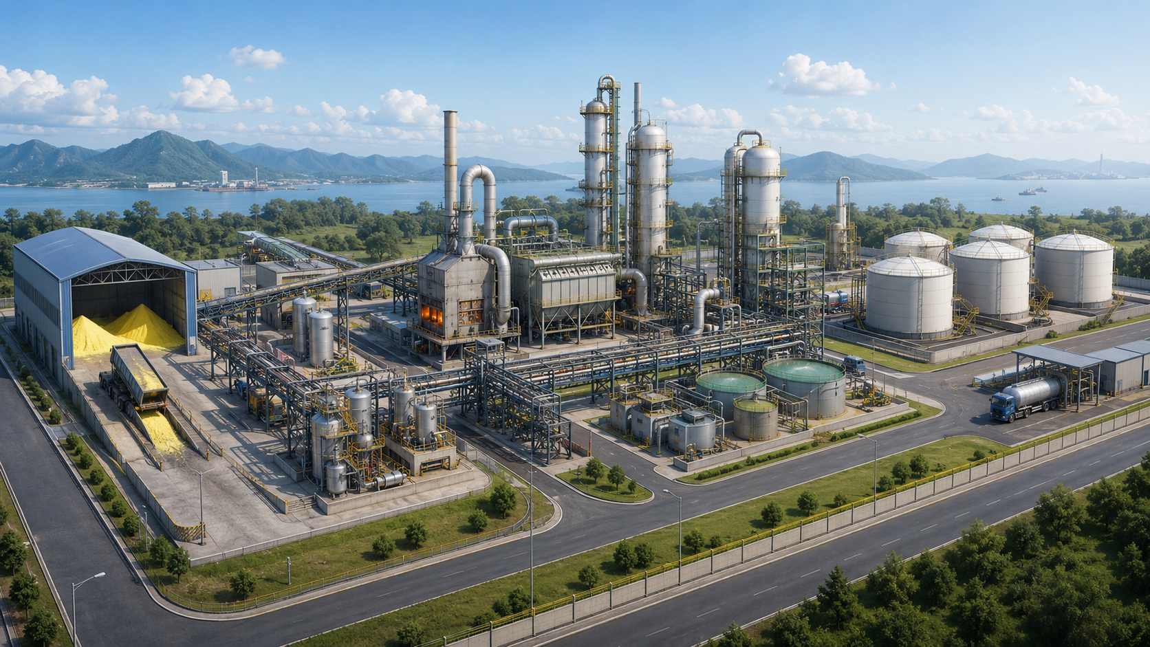 Sulfuric Acid Plant Layout: From Sulfur to Acid Tanks插图 Sulfuric Acid Plant Layout From Sulfur to Acid Tanks